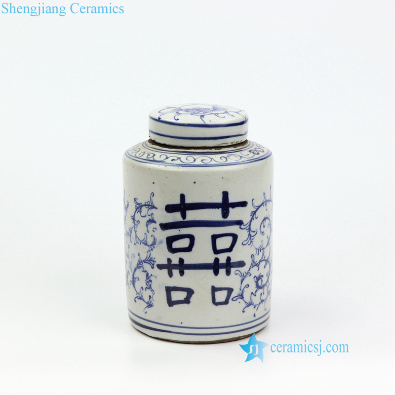 double happy ceramic jar