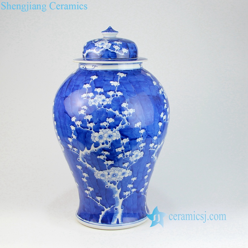 cherry blossom  hat-covered ceramic jar