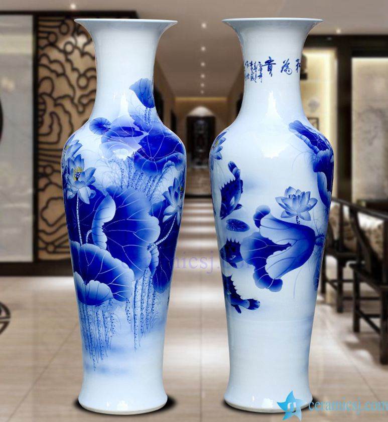 Large Blue And White Floor Vase