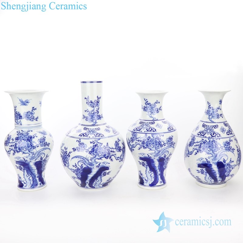 artistic handmade blue and white porcelain vase