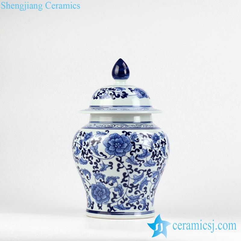 Chinese traditional style blue and white interlock flower branch pattern medium porcelain  candle ginger jar