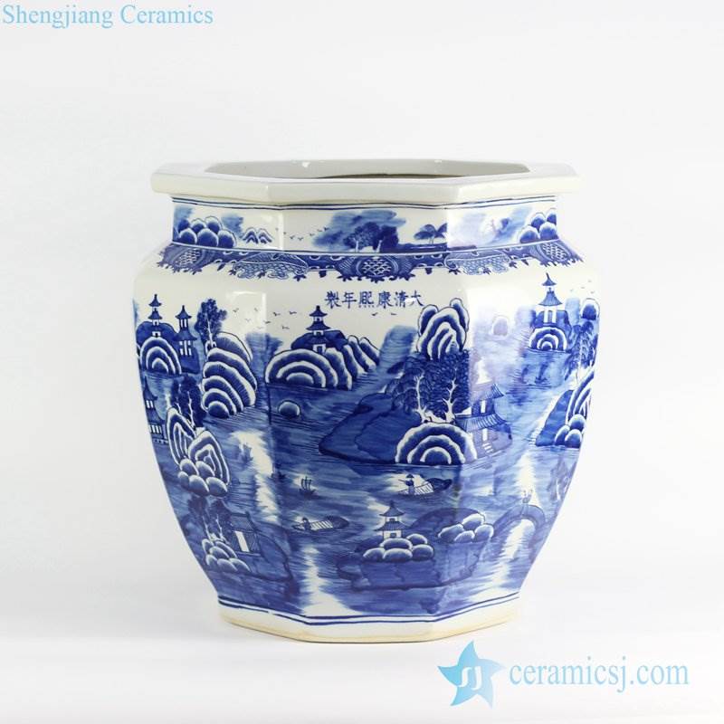 six sides large porcelain  outdoor pot