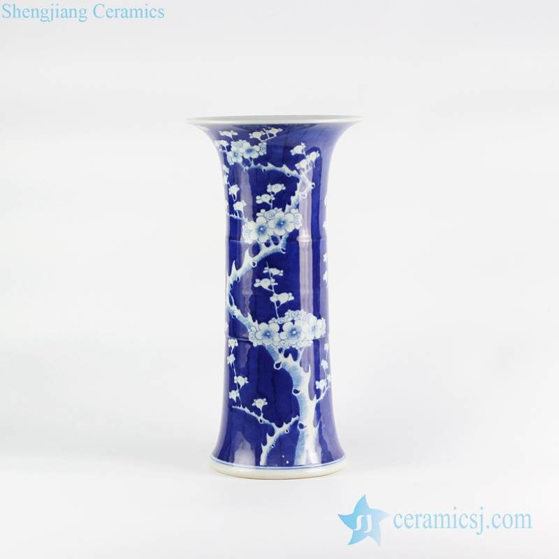 Mushroom shape handmadeblue and white cherry blossom hand drawing pattern ceramic artificial flower vase