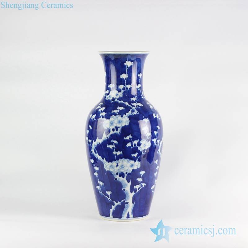 Vanity interior decor handmade  blue and white plum flower pattern porcelain vase
