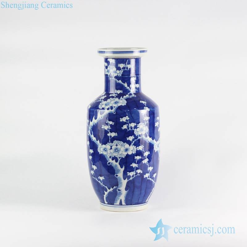 RYLU118  Online vase shop blue and white flower pattern handmade clear vase 