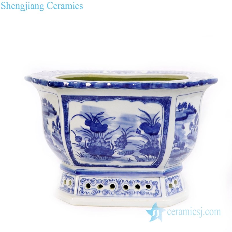 high quality ceramic flower pot with flower and bird pattern 