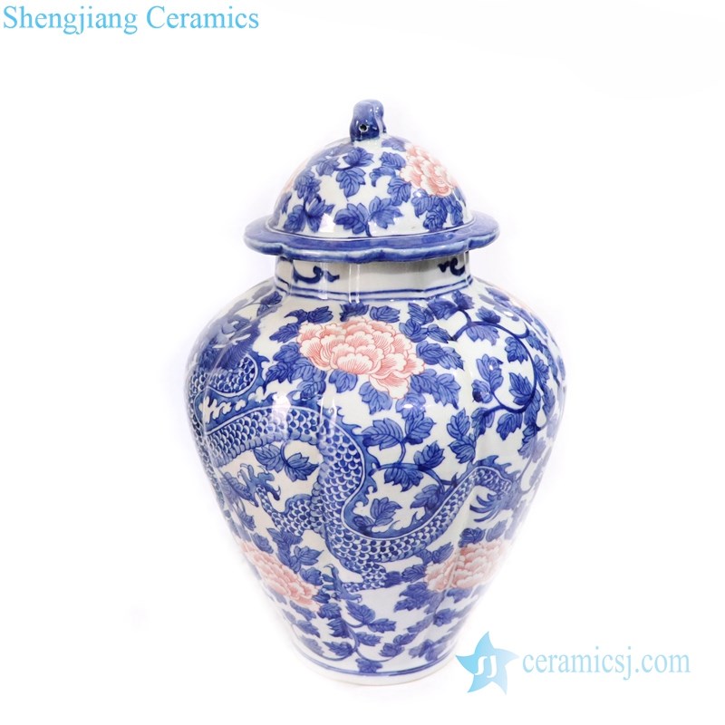 multicolored porcelain jar with lid