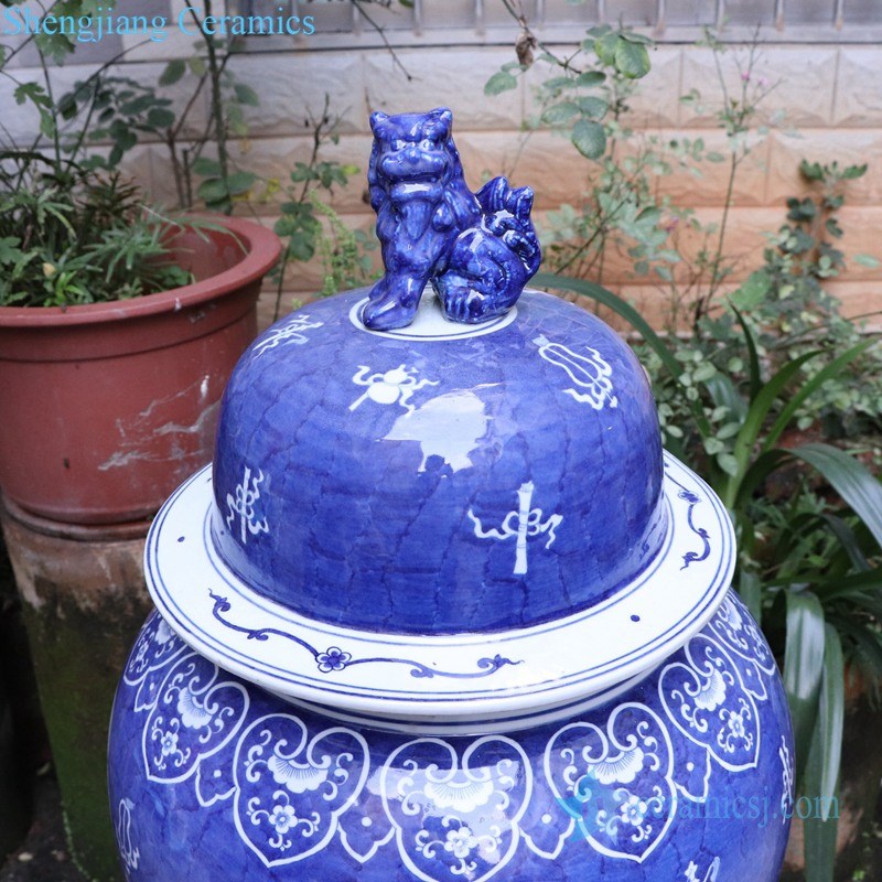 ancient handmade covered storage ceramic jar