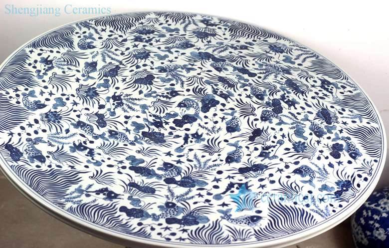  blue fish and sea weed pattern porcelain  table