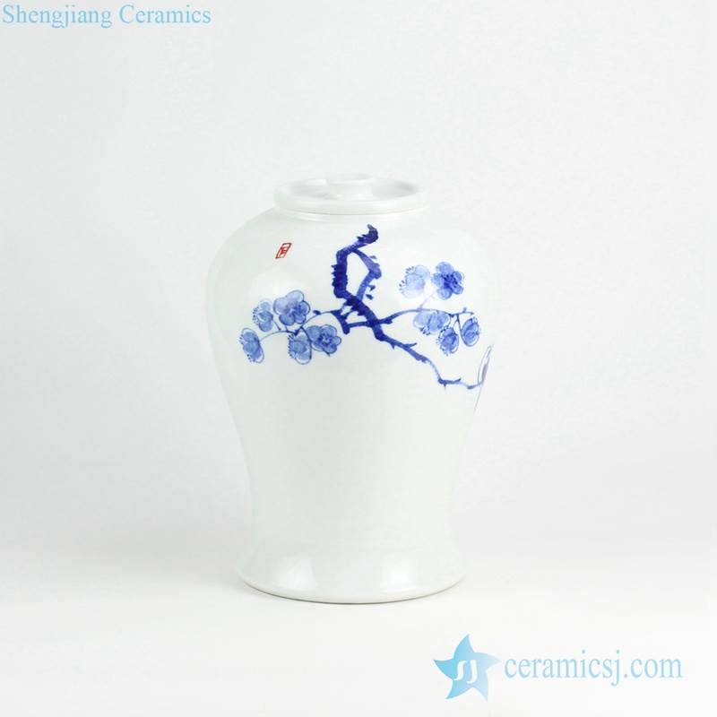 Luxury blue and white winter sweet pattern porcelain  honey jar