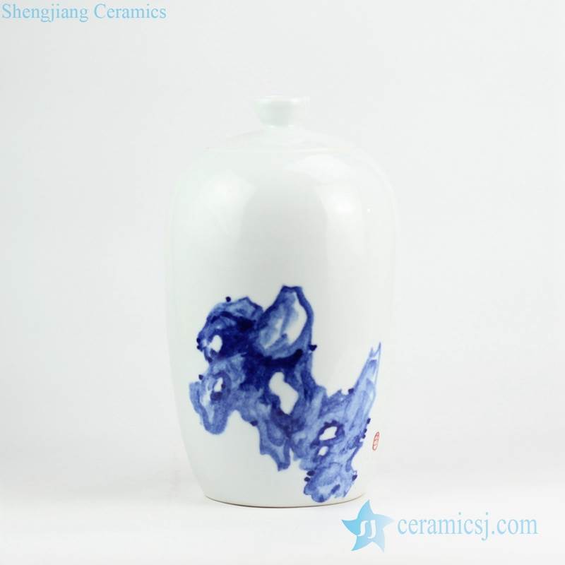 Blue and white Asian ink painting crockery patternceramiv  jar
