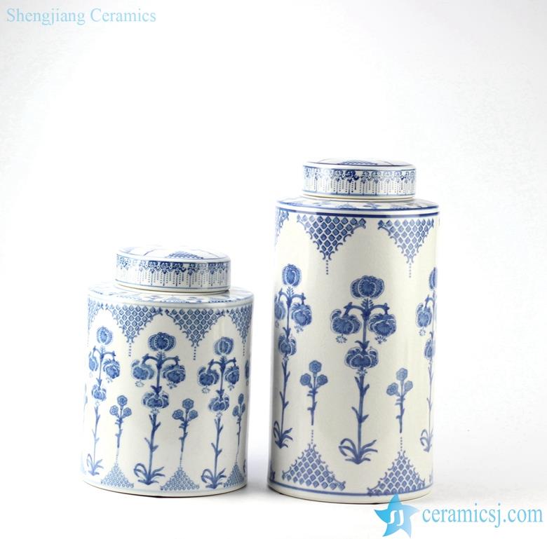  handmade blue and white export sales ceramic tin jar