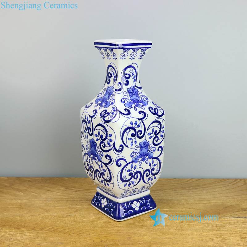 flower pattern rectangular porcelain vase