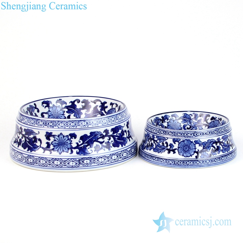 porcelain flower pattern bowl for pet 