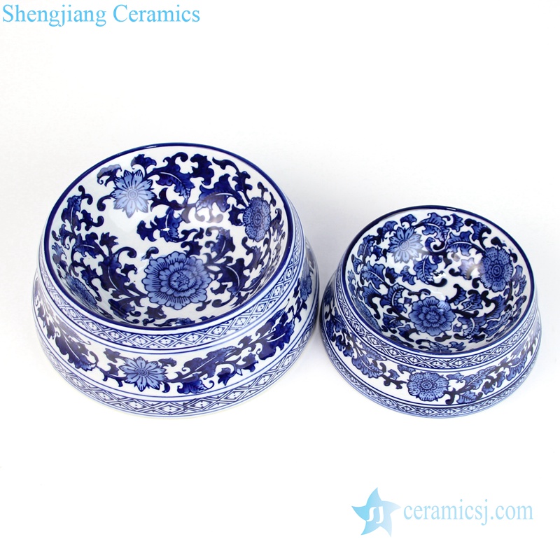 ceramic flower pattern bowl for pet 