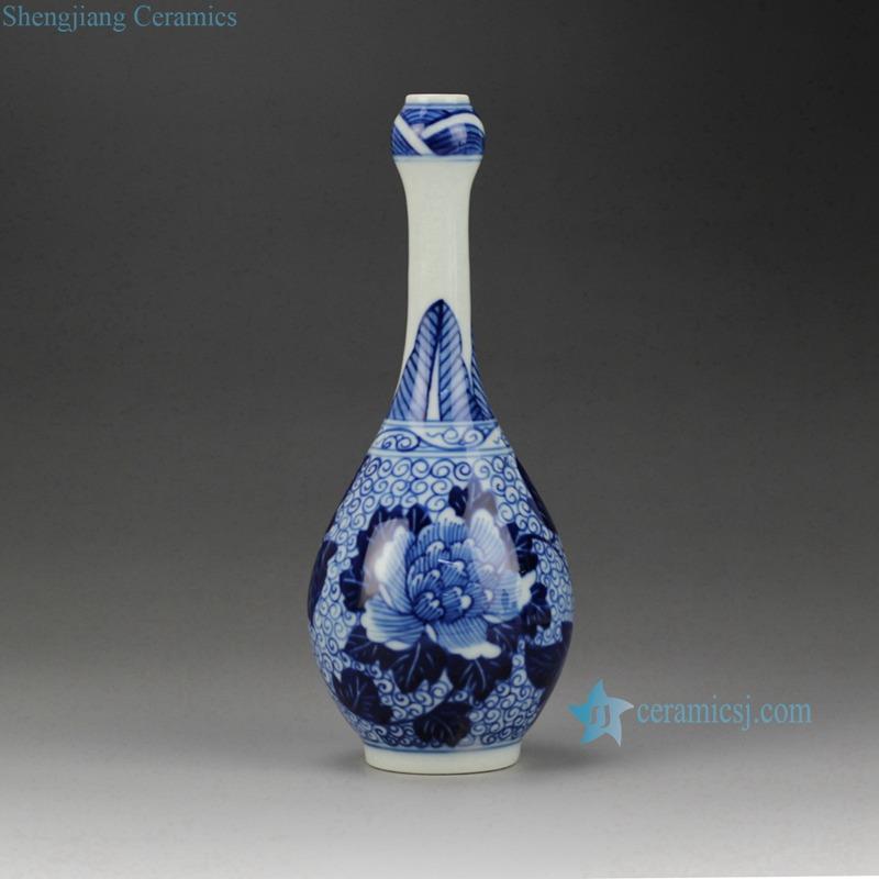  Peony flower pattern handmade high quality  blue and white little flower vase