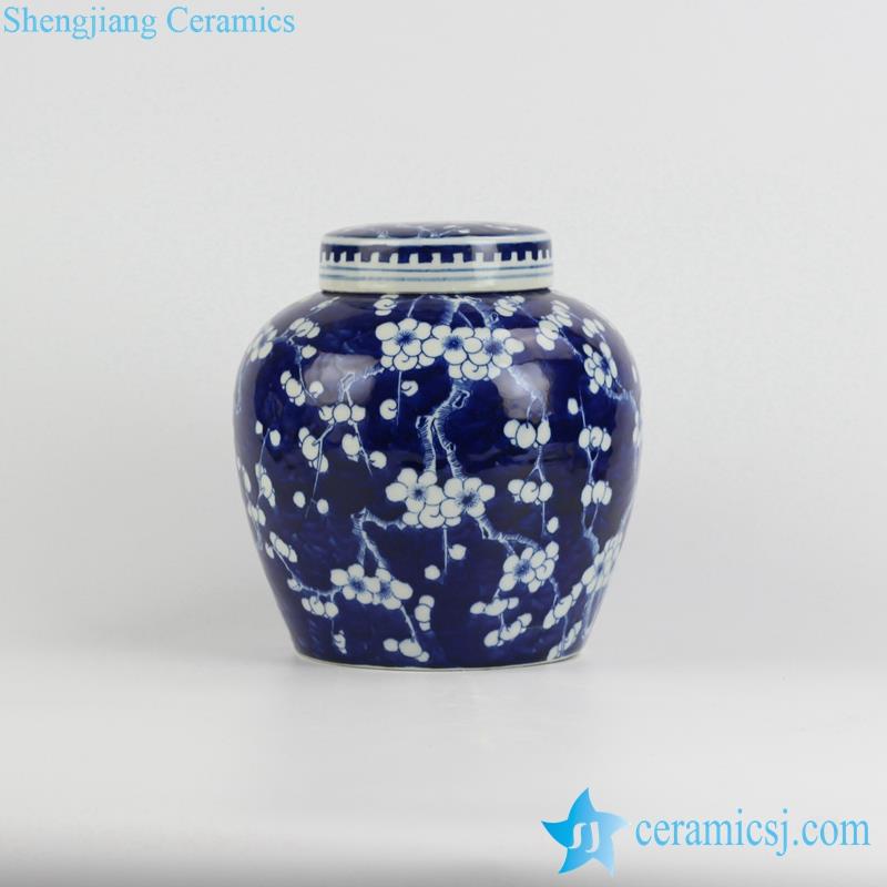 foreign trade hot sale handmade ceramic blue and white winter sweet pattern Jingdezhen stoneware storage urn