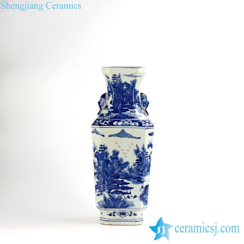  Antique style handmade  landscape pattern decorative blue and white large flower vase
