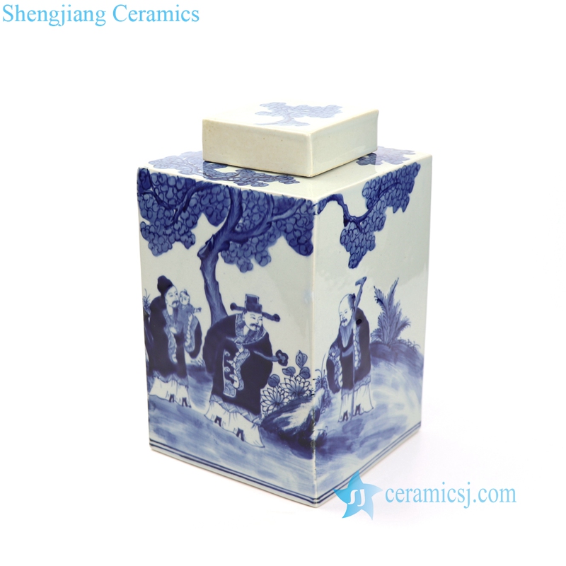 blue and white ceamic jar