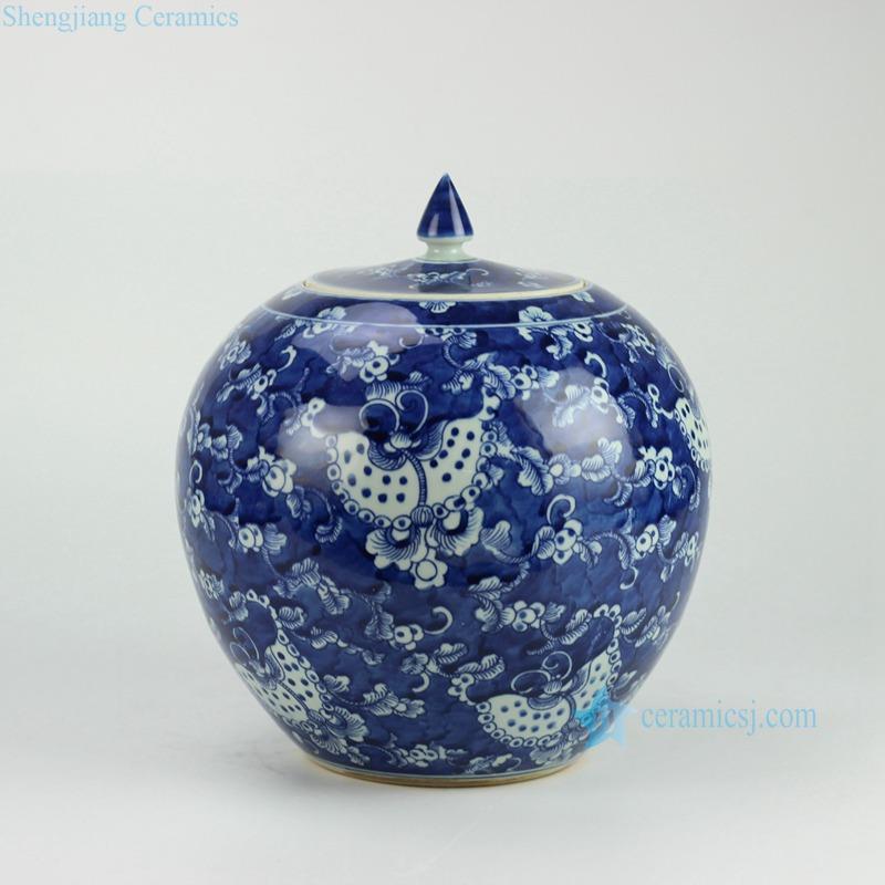 Blue and white handmade high quality butterfly herbal pattern round belly candle jar