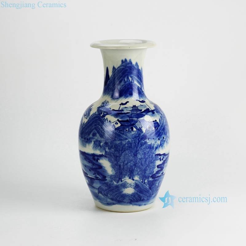 Best quality hand paint collectable Asian scenery  pattern blue and white china ware vase