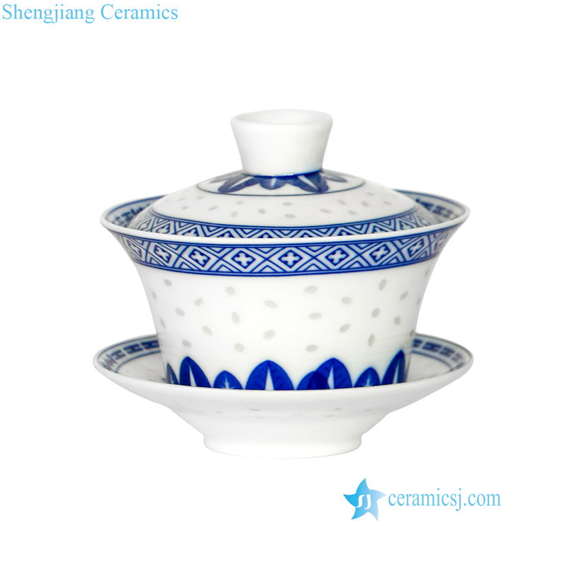 rice hole design ceramic teacup