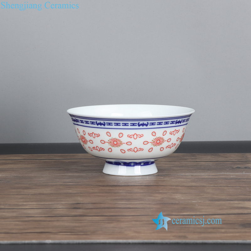 red rice pattern ceramic bowl for eating