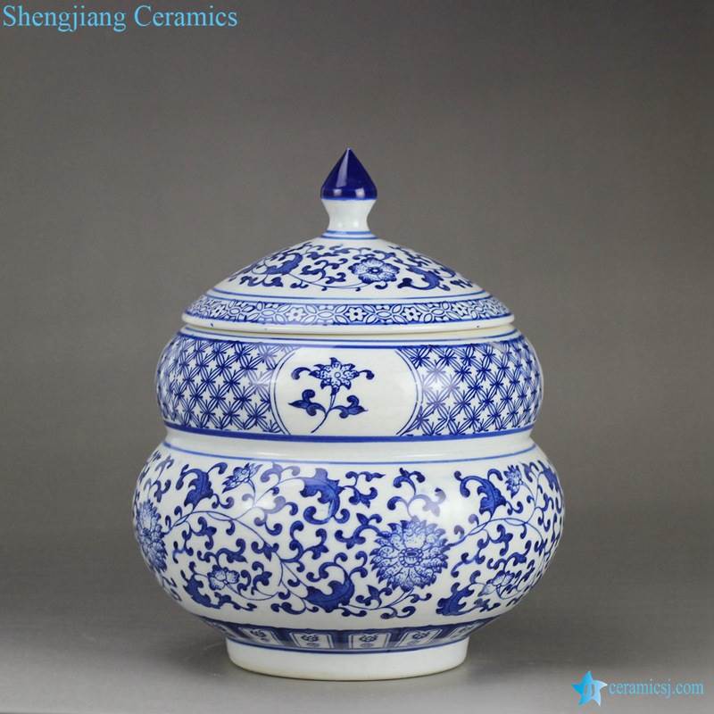 Round belly calabash design Japan fashion  blue and white hand paint porcelain candle jar