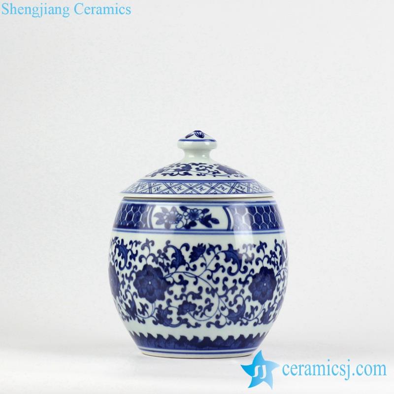 Handmade blue and white floral pattern ceramic  honey jar