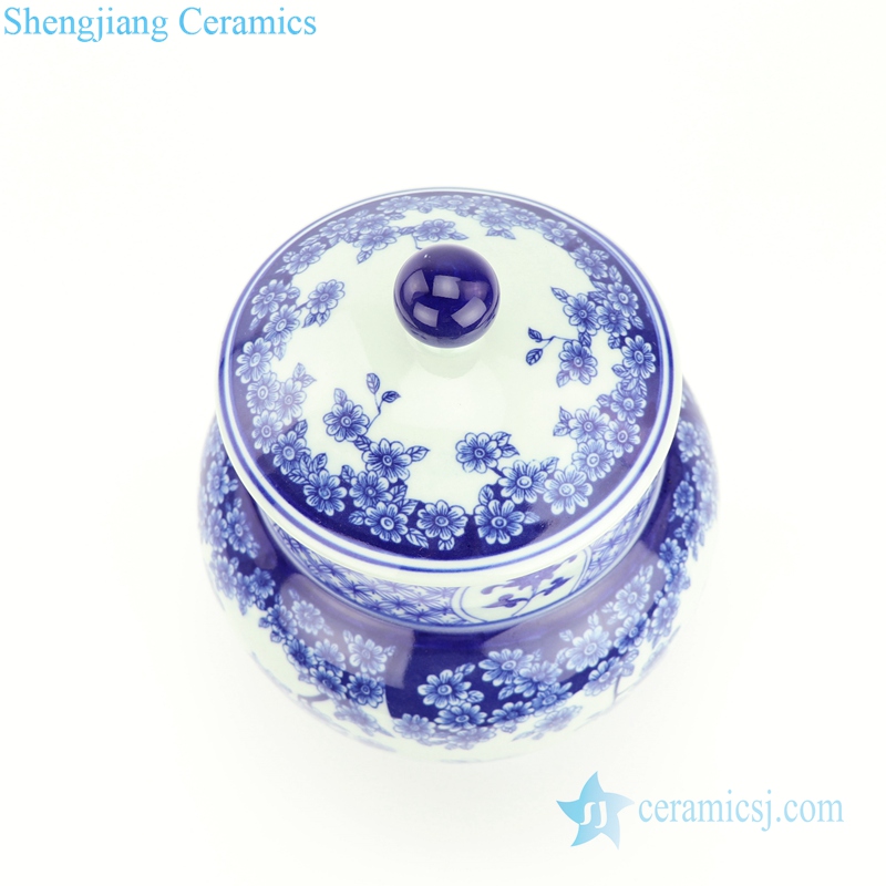 flower butterfly porcelain jar with a lid