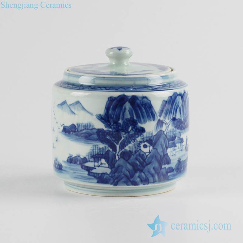 new arrival 2017handmade Asian scenic pattern porcelain  cookie jar with lid