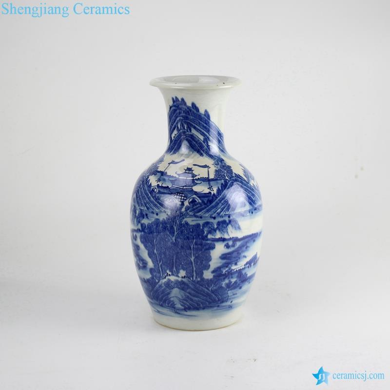 Hand paint ancient China landscape pattern blue and white porcelain  antique vase online sale