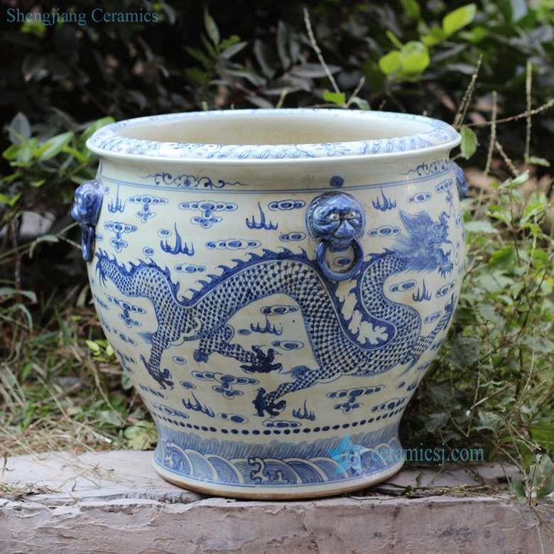  Handmade  blue and white flying dragon pattern wholesale porcelain  large garden pots