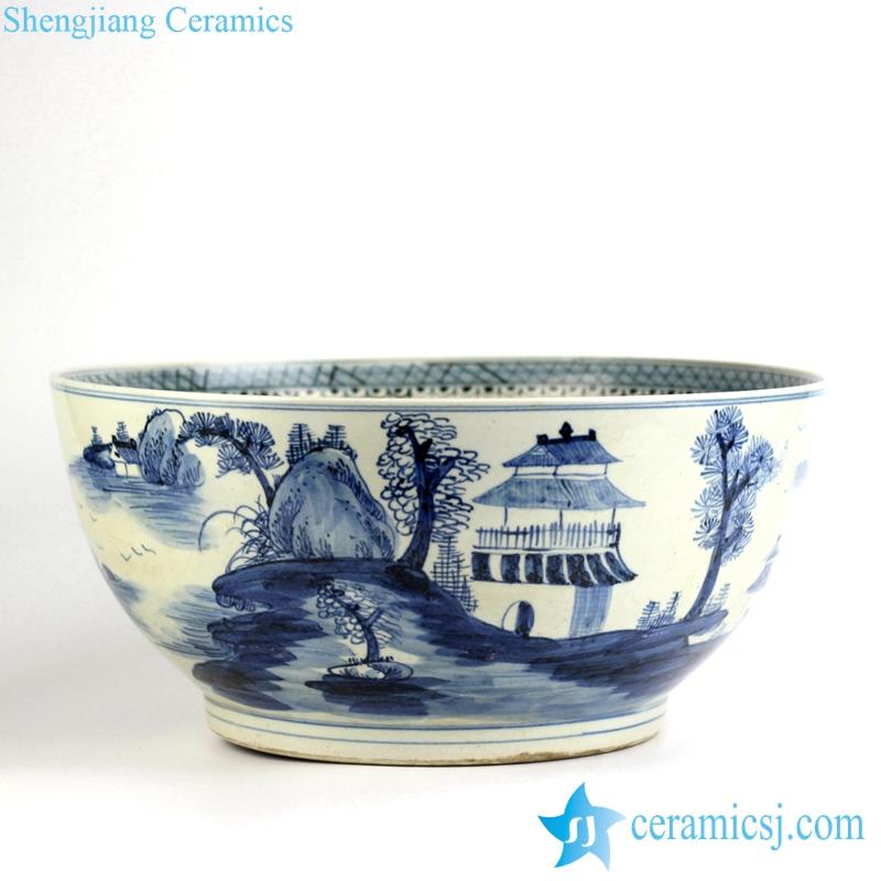 handmade  airy pavilions and pagodas pattern porcelain  bowl