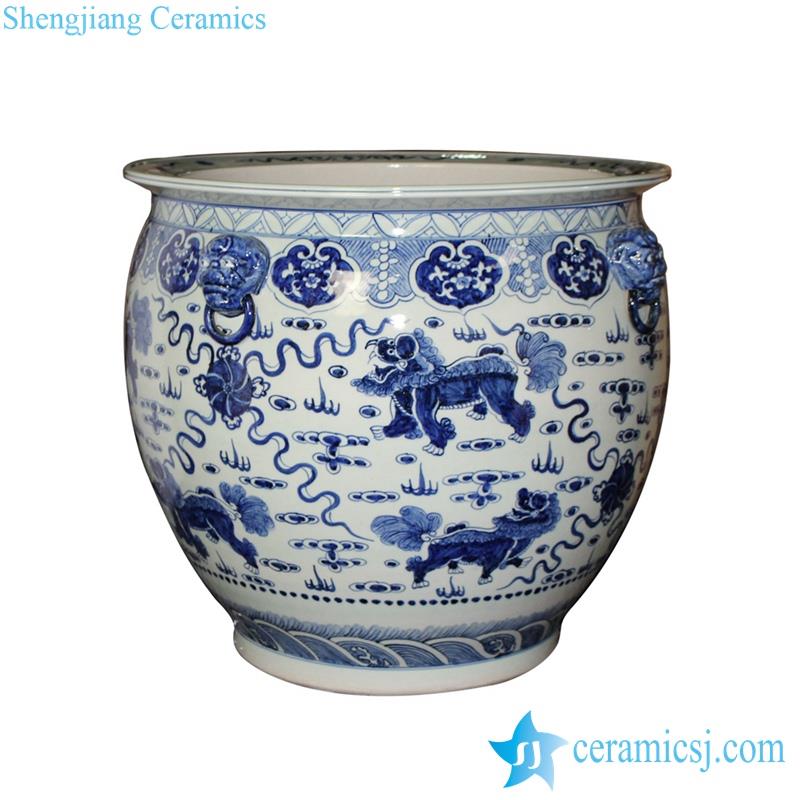  handmade  large blue and white outdoor ceramic vat