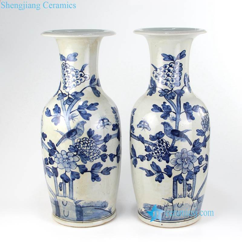 bird flower pattern  ceramic vase