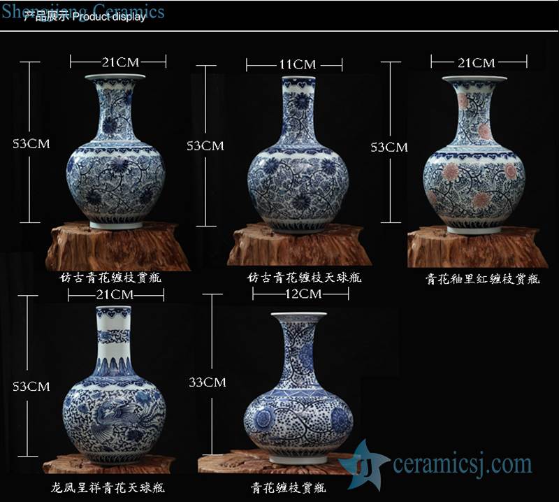  handmade blue and white round belly  vase
