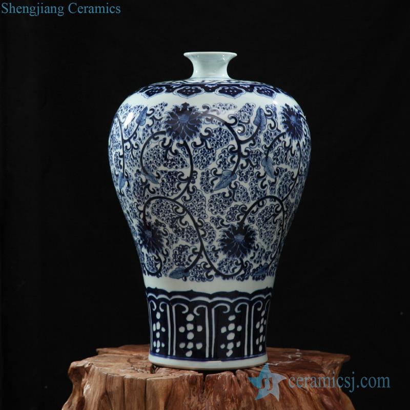 Chinese style small neck tall ceramic vase