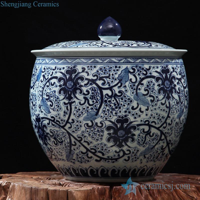 large capacity handmade  blue and white porcelain  sundries jar 
