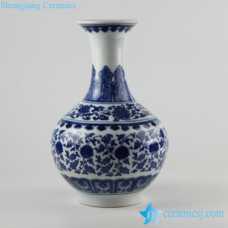 Blue and white flower pattern ceramic vase for online sale