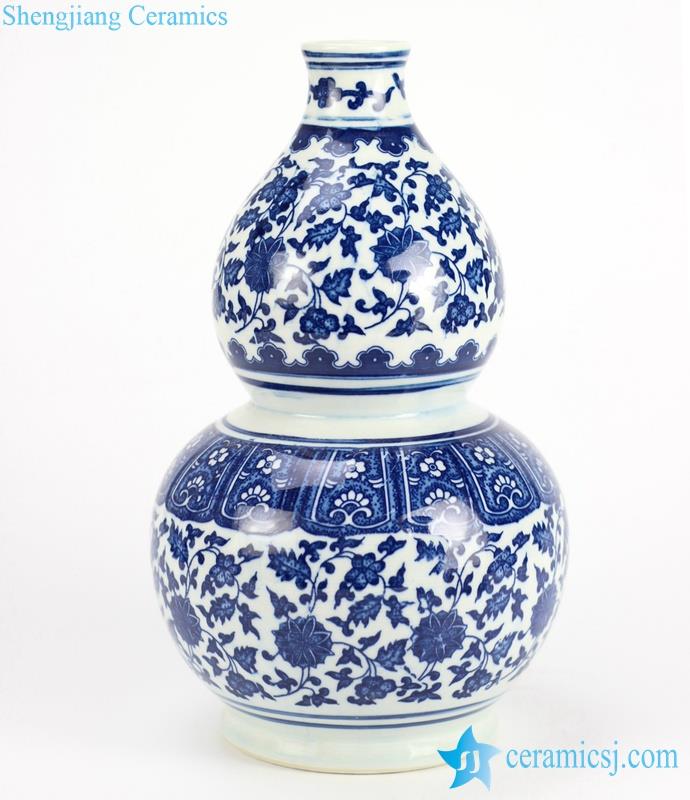 Cheap online price calabash shape porcelain  floral pattern  vase