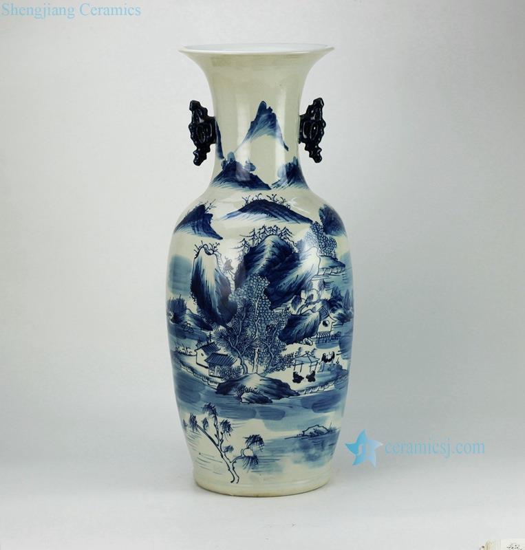 Handmade  gorgeous scenery  pattern blue and white ornament porcelain big vase
