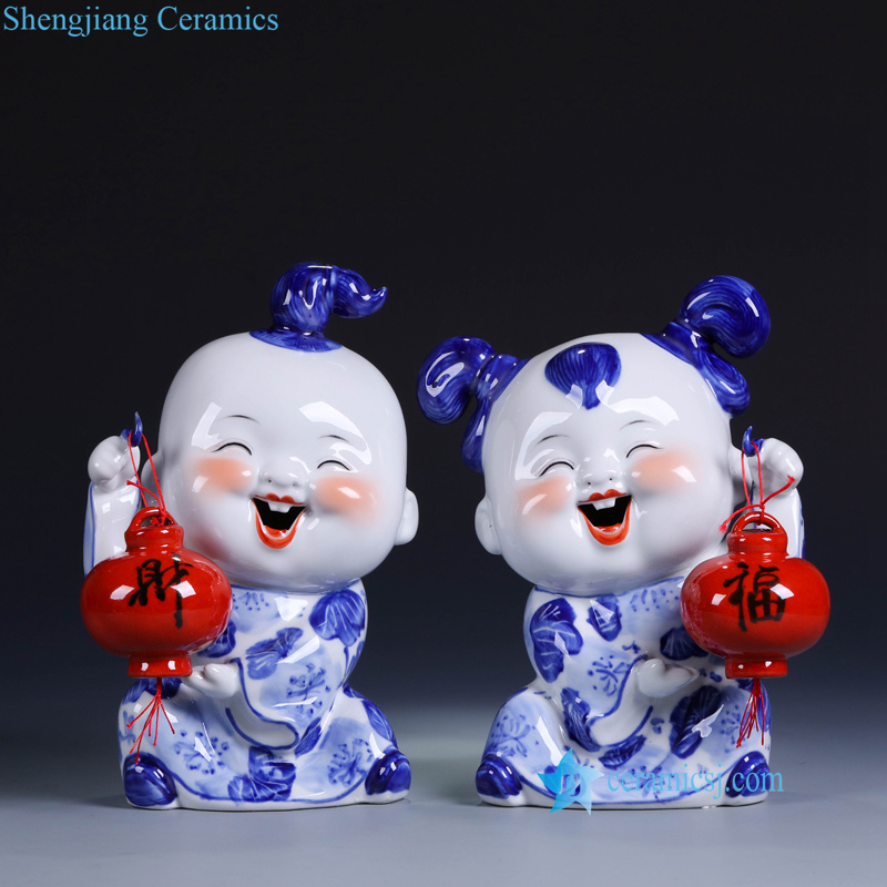  a pair joyous ceramic kid figurine