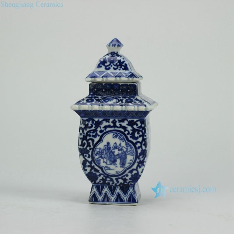  Ancient China folk daily life pattern blue and white porcelain  pagoda statue