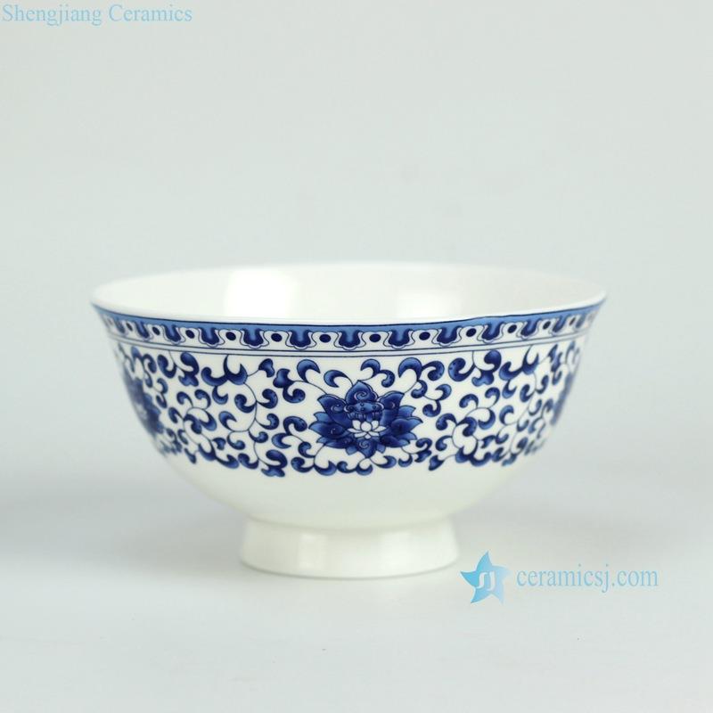  handmade  blue and white floral mark high heel porcelain  rice bowl