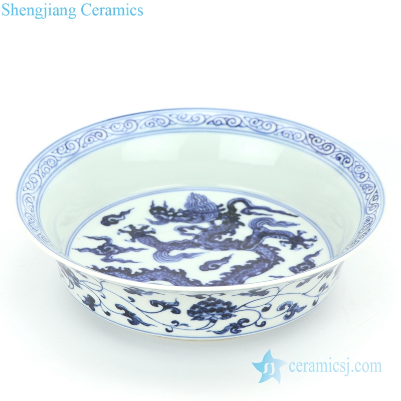 handmade  dragon design ceramic plate
