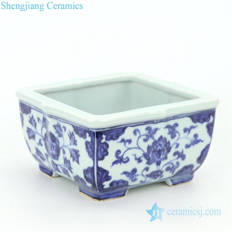 floral pattern ceramic with four sides flower pot