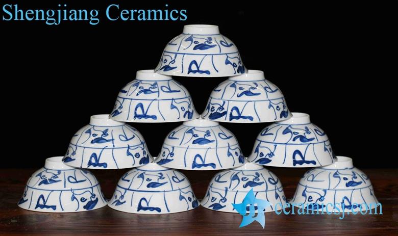  High temperature fired handmade blue and white porcelain  table ware