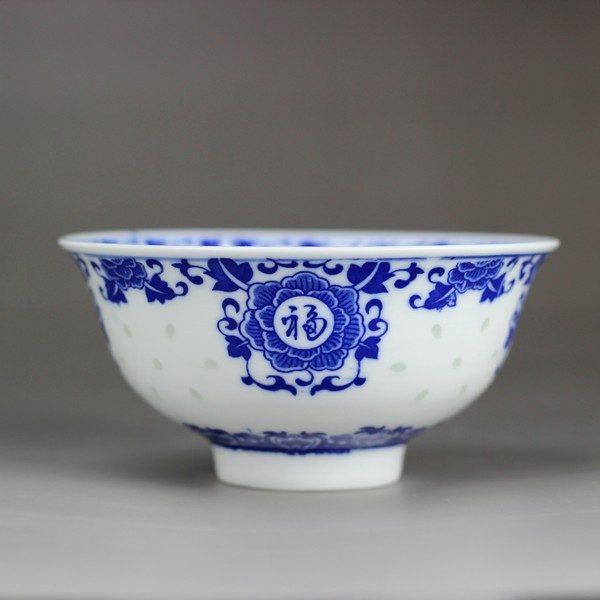 rzhx01-d-2blue and white rice pattern ceramic bowl with pattern 