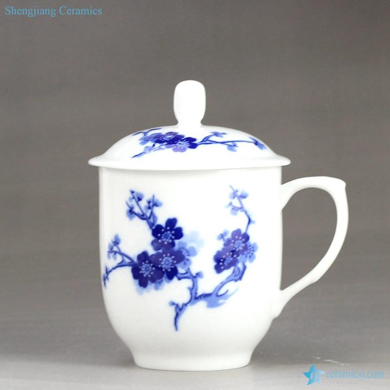 Best seller winter plum blossom mark handmade blue and white porcelain  household coffee cup